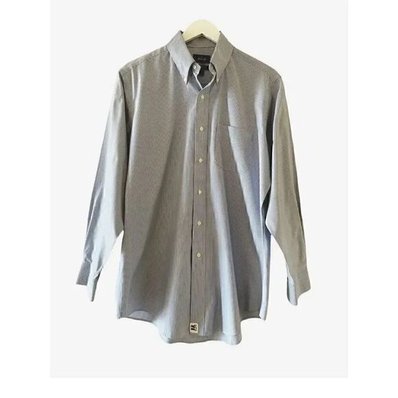 Allen Sally Cotton Striped Button Down Mens Long Sleeves Shirt - Picture 1 of 6